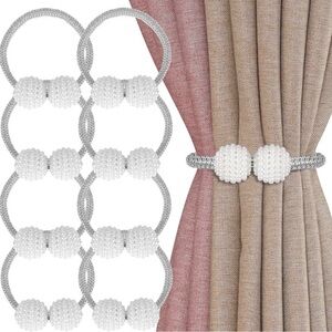 NWOT Elegant White Beaded Curtain Tiebacks MAGNETIC